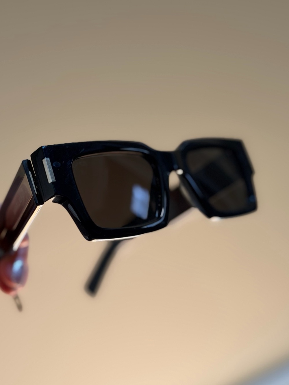 Saint Laurent Black Square-Frame Sunglasses with Silver Plaque - Picture 3 of 5